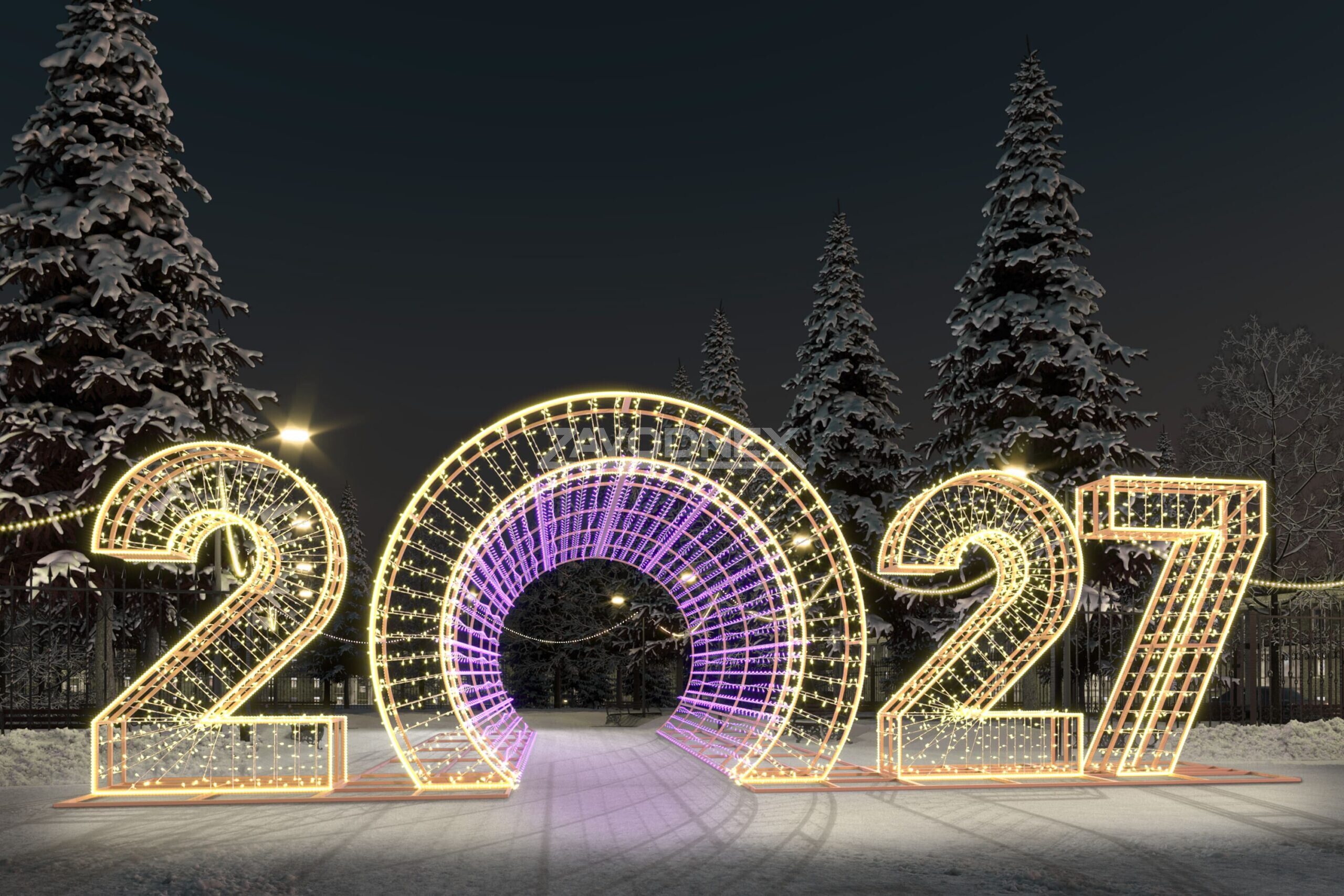 Светодиодные цифры с тоннелем «2027»